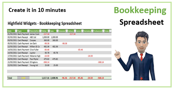 Free Bookkeeping Spreadsheet Template - Great for recording your small ...